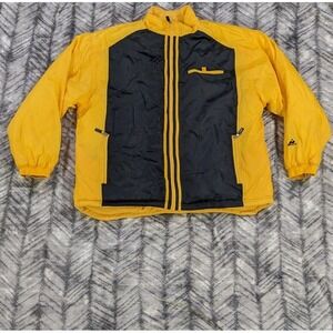 VTG 90s Apex One Puffer Jacket Yellow Black Colorblock Reversible Fleece Mens XL